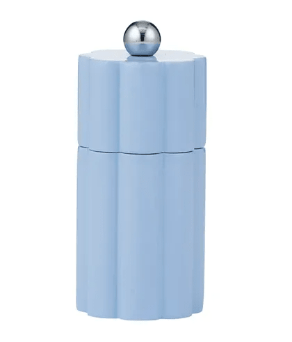 Capri denim wood salt and pepper grinder 11.5cm with fluted design and stainless steel top, Hamptons style kitchen accessory