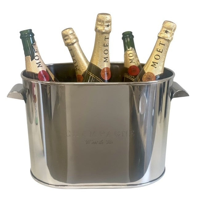 C’est La Vie Stainless Steel Champagne Bucket 35cm with product details visible