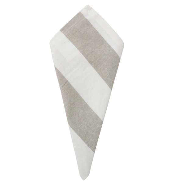 Chambray Stripe Napkin Natural folded with soft neutral woven stripes for coastal table styling