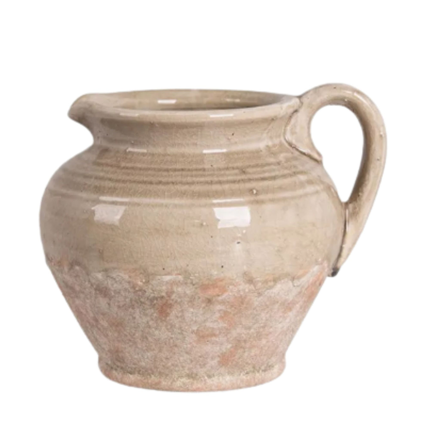 Rustic terracotta jug with weathered stone finish and artisan-inspired texture