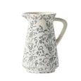 Grey and white porcelain jug with French-inspired floral chinoiserie pattern and crackle glaze finish