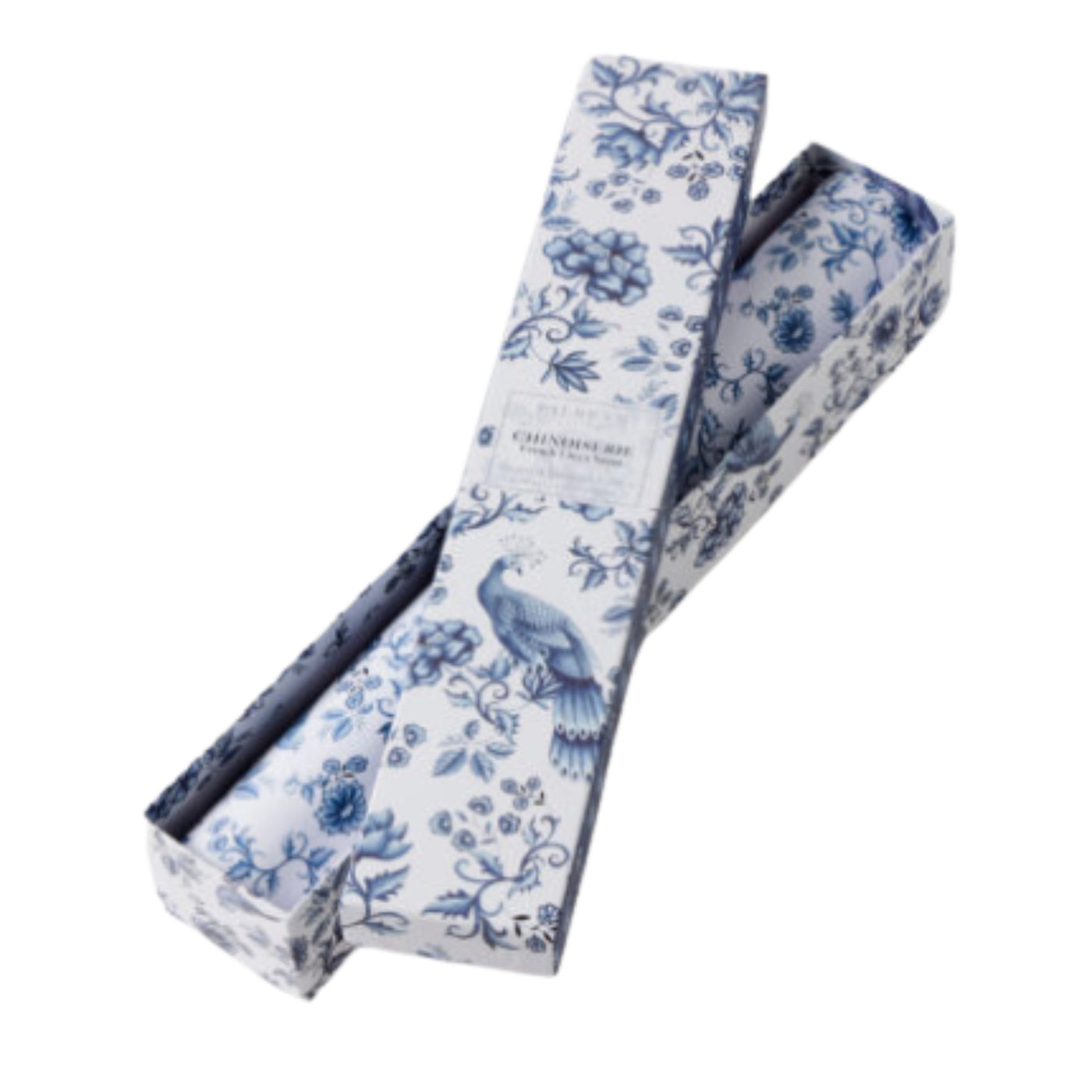 Chinoiserie Scented Drawer Liners 6 Sheets French Linen in blue and white floral bird presentation box