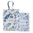 Set of four blue and white Chinoiserie scented mini sachets, French Linen fragrance, for wardrobes, drawers, or home use.