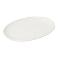 Matte white ceramic oval plate with braided edge detail