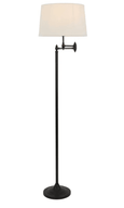 Classic aged brass floor lamp with adjustable swing arm lighting detail