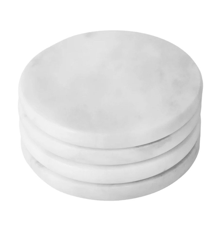 Coastal Marble Coasters Set of 4 - Soft White - Hamptons Style