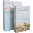 Coastal Surf decorative book boxes set of two with beach, ocean and palm-tree covers