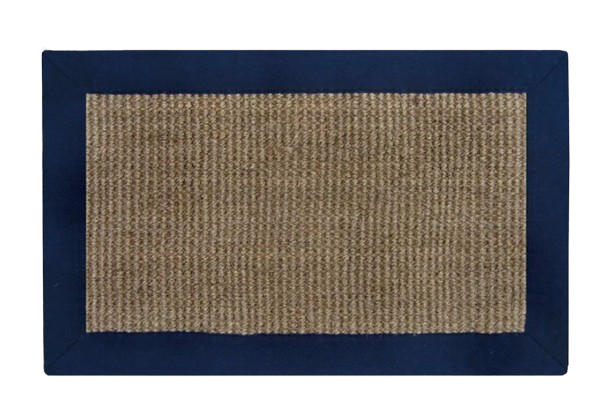 Coir Cotton Border Navy Rug/Indoor Doormat