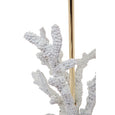 Modern coral table lamp featuring crystal-clear acrylic base and elegant gold stem detail
