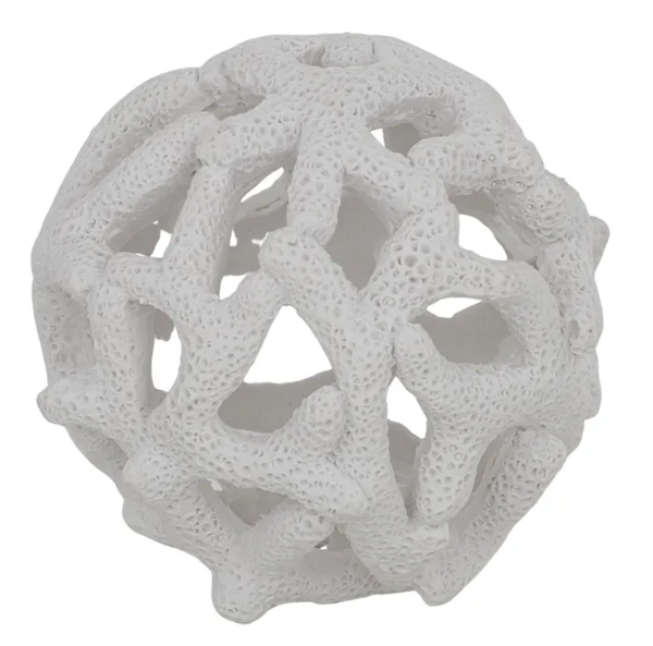 Coral Resin Deco Ball 9cm White