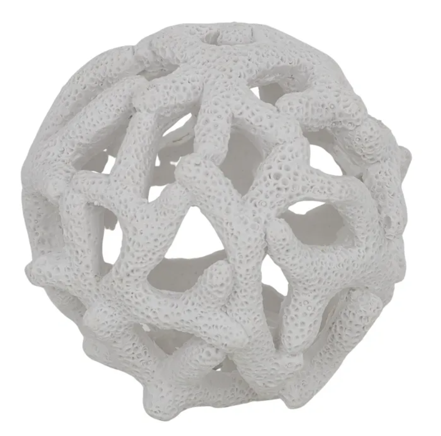 Coral Resin Deco Ball 9cm White