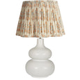 Pleated scalloped lampshade in natural cotton with peach and seafoam floral print