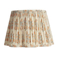 Pleated scalloped lampshade in natural cotton with peach and seafoam floral print