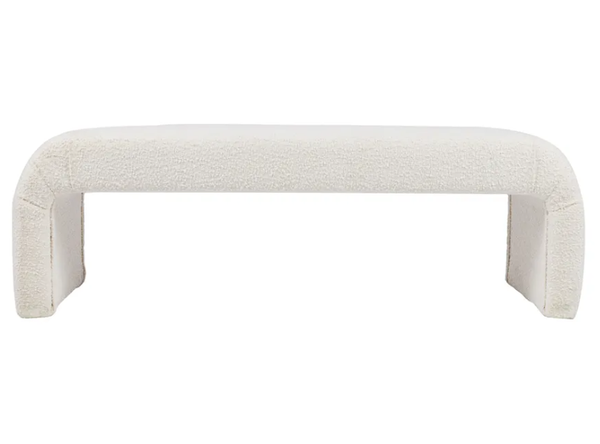 Curve Bench Ottoman White Boucle