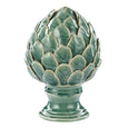 Large green ceramic artichoke sculpture with layered botanical detailing