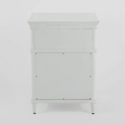 Rear view of the Dakota Bedside Table 3 Drawer White showing the furniture construction and raised legs.