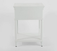 Back view of Dakota Bedside Table 1 Drawer White with slender legs and lower shelf