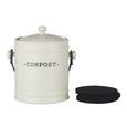 Cream stoneware compost bin with included activated charcoal filters for odour control
