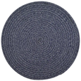 Blue and white cotton braided round placemat 38cm for coastal Hamptons table décor.