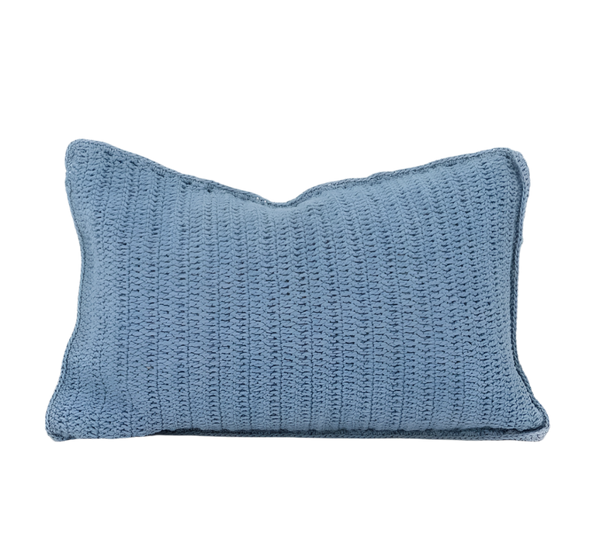 Crochet Blue Lumbar Cushion