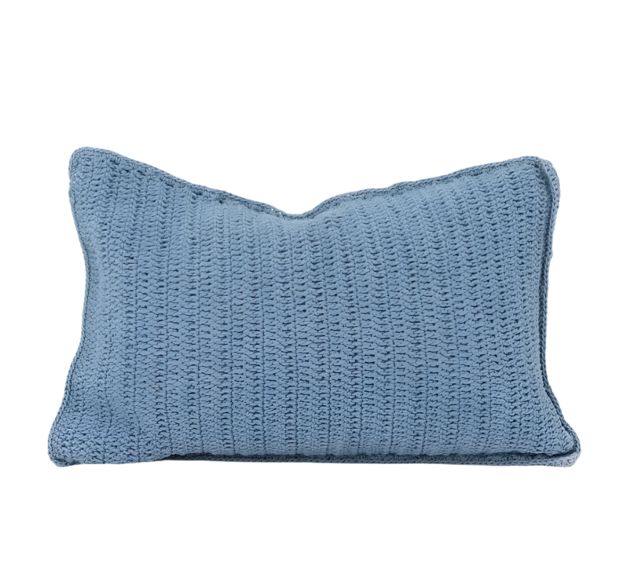 Crochet Blue Lumbar Cushion