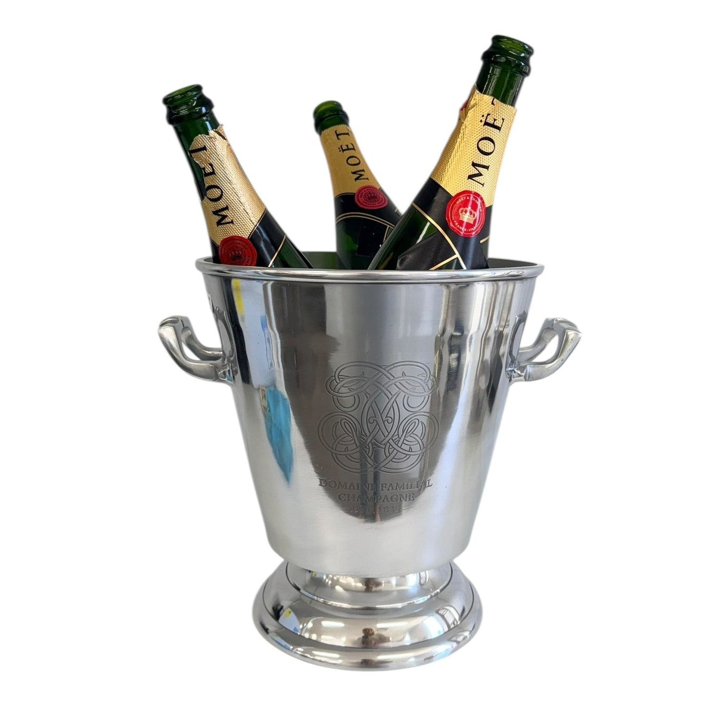 Domaine Familial Champagne Bucket 33cm with product details visible