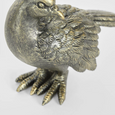 Close-up of Dove Lovebird sculpture showing detailed feather texture and softly aged antique brass and copper finish.