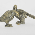 Dove Lovebirds antique sculptures shown together with intricately textured feathers and warm aged metallic detailing.