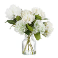 Hydrangea Peony Mix in Clear Glass Vase White 47cm