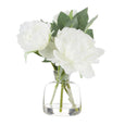 Peony Stem in Clear Glass Vase White