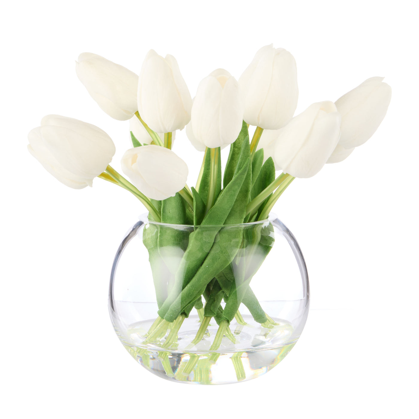 Tulip Bunch in Sphere Vase White