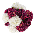 Hydrangea Mix in Metal Bowl Burgundy/White