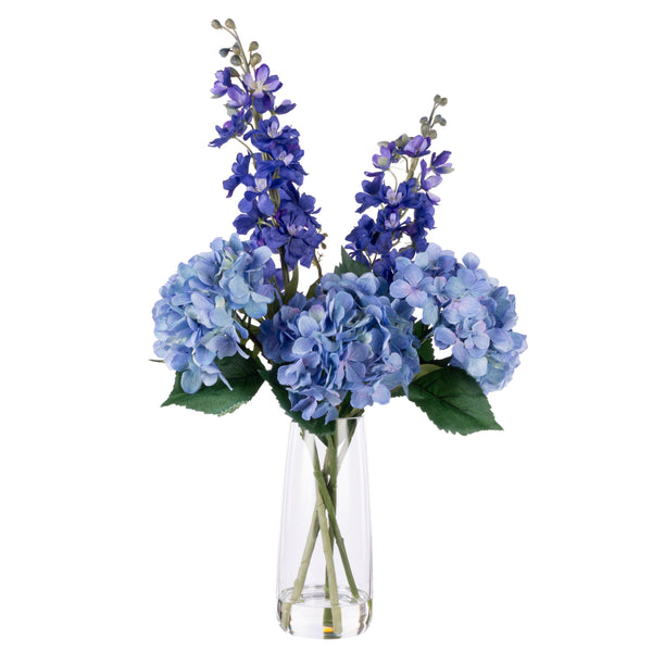 Delphinium Mix in Alana Vase Blue