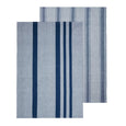 Set of two blue and white striped cotton tea towels with coastal-inspired patterns for Hamptons style kitchens.