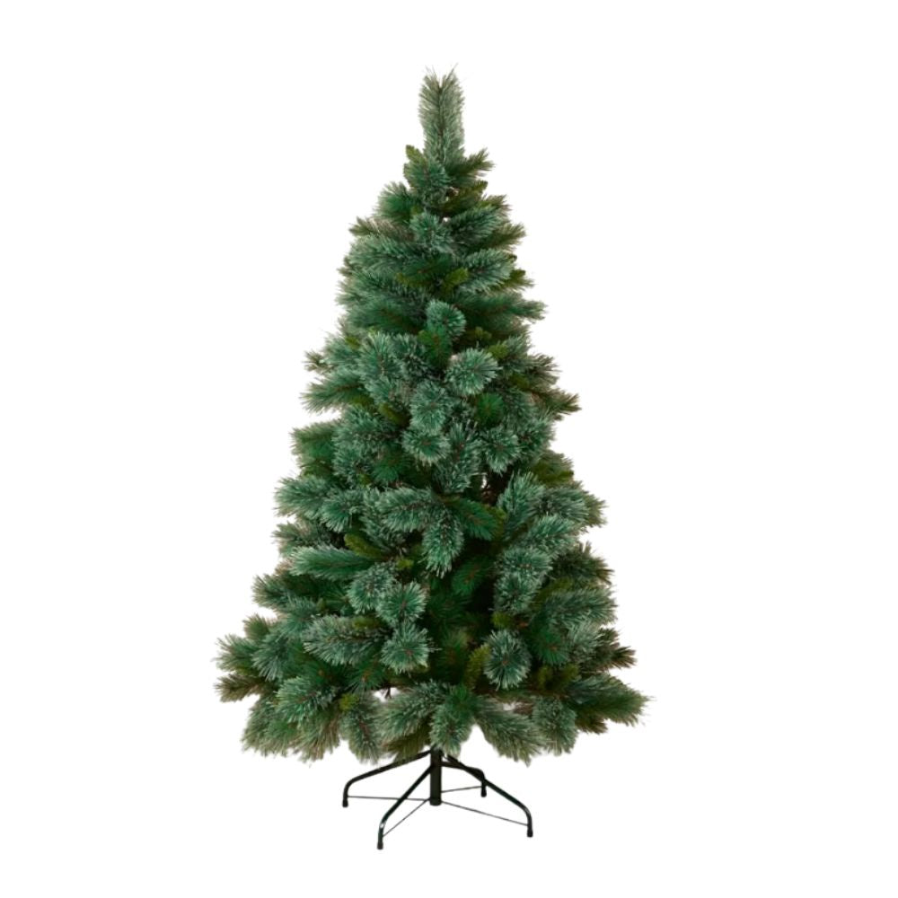 Emerald Cashmere Pine Tree 180cm with lush green branches and frosted cashmere finish on a sturdy iron stand