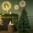 Emerald Cashmere Pine Tree 180cm with lush green branches and frosted cashmere finish on a sturdy iron stand
