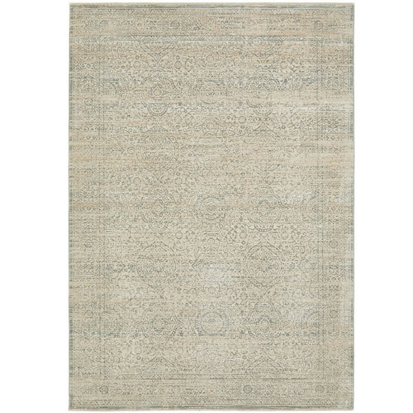 Emma Blomfield Veil Blue Rug with soft duck egg blue and neutral distressed pattern