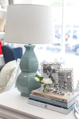 Enchantment table lamp styled in a classic Hamptons living room interior