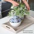 Eucalypt & Baby’s Breath Faux Floral Bunch styled with three bunches together for a full, abundant arrangement in a decorative pot.