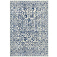 Eve Blue Rug featuring distressed botanical pattern in azure blue and ivory tones