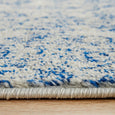 Close-up side view of Eve Blue Runner showing soft 10mm polypropylene pile