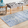 Eve Blue Runner adding blue and white pattern to a light Hamptons style interior