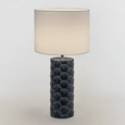 Art deco shell pattern detail on coastal blue table lamp base