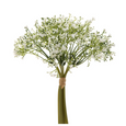 Lifelike faux baby’s breath bouquet with delicate white flowers on long green stems styled in a vase