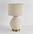 Forbes table lamp styled in a Hamptons living room with warm ambient lighting
