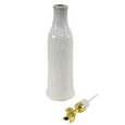French Stoneware Oil & Vinegar Pourer  shown with removable gold-tone pouring spout.