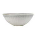 Side view of French Stoneware Small Bowl 17cm showing its rounded profile and subtle blue-grey reactive glaze.
