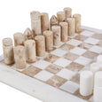 Marble Inlay Chess Set White & Brown