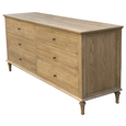 Angled view of the Georgia 6 Drawer Dresser showcasing the solid oak construction, dark oak finish and elegant tapered legs.