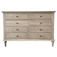 Georgia 8 Drawer Dresser in dark oak with eight drawers, round knobs and carved legs